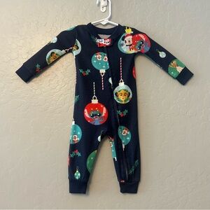 ⭐️Disney 100 Christmas ornament character print footie pajamas size 6-9 months